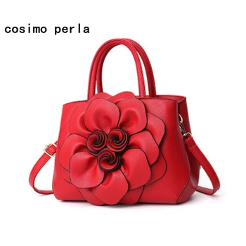 

Solid Color 3D Flower Leather Handbags Elegant Luxury Fashion Designer Women Tote Shoulder Bag Ladies Party Sac a main Femme