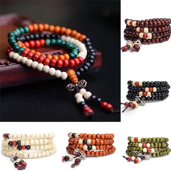 

New 108 Beads 8mm Natural Sandalwood Buddhist Buddha Wood Prayer Bead Male Unisex Men Bracelets & Bangles Jewelry Bijoux