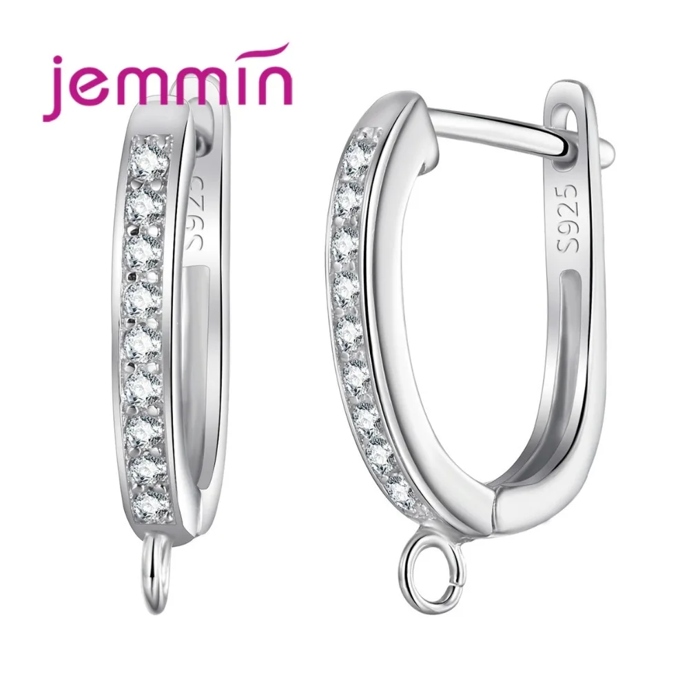 Brand Geometric U Shape Fine Jewelry Findings Earring Components 925 Sterling Silver Crystal Hoop Earrings DIY Accessory | Украшения и