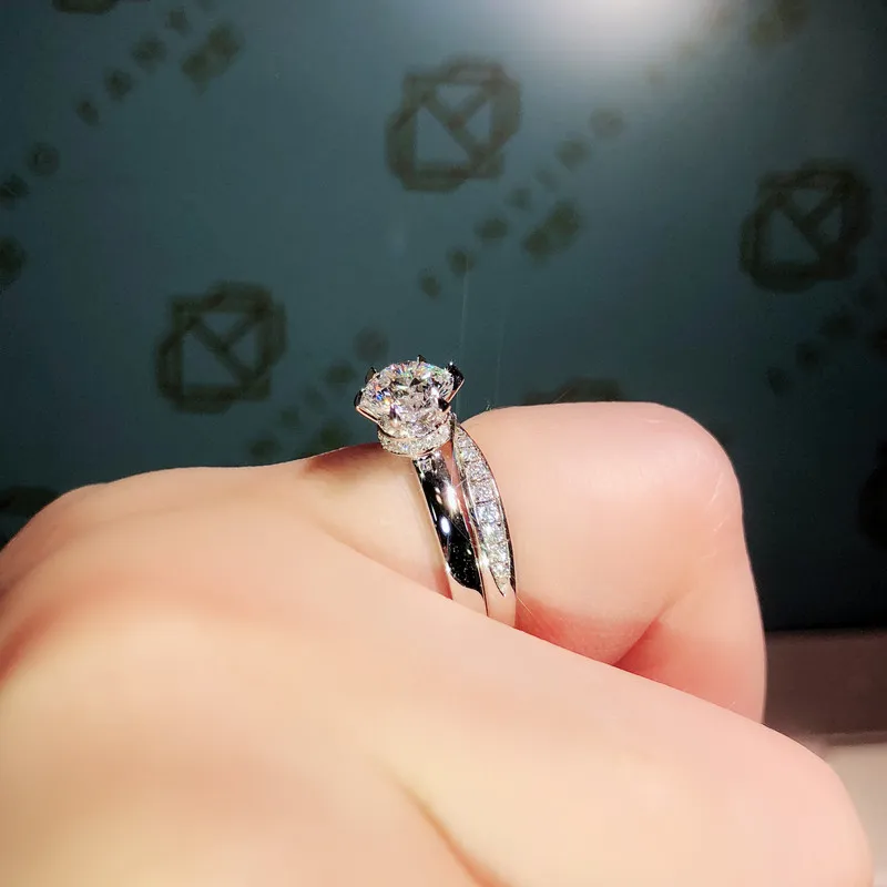 18 K 750Au золото 2 кольца состав Moissanite АЛМАЗНОЕ КОЛЬЦО D Цвет VVS с национальным сертификатом MO-00107-01