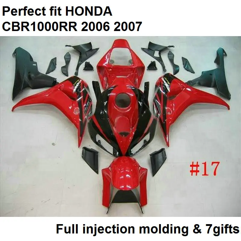 Injection mold free customize fairing kit for Honda CBR1000RR 2006 2007 red black fairings set CBR 1000RR 06 07 MQ77 | Автомобили и