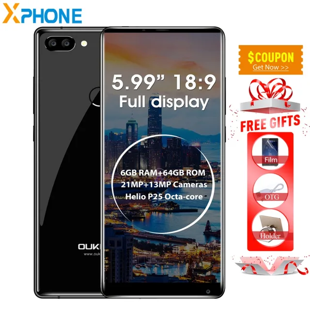 OUKITEL MIX 2 RAM 6GB ROM 64GB Android 7.0 MTK6757 Helio P25 Octa Core 2.39GHz 5.99 inch Smartphone 2160x1080P 13MP Fingerprint