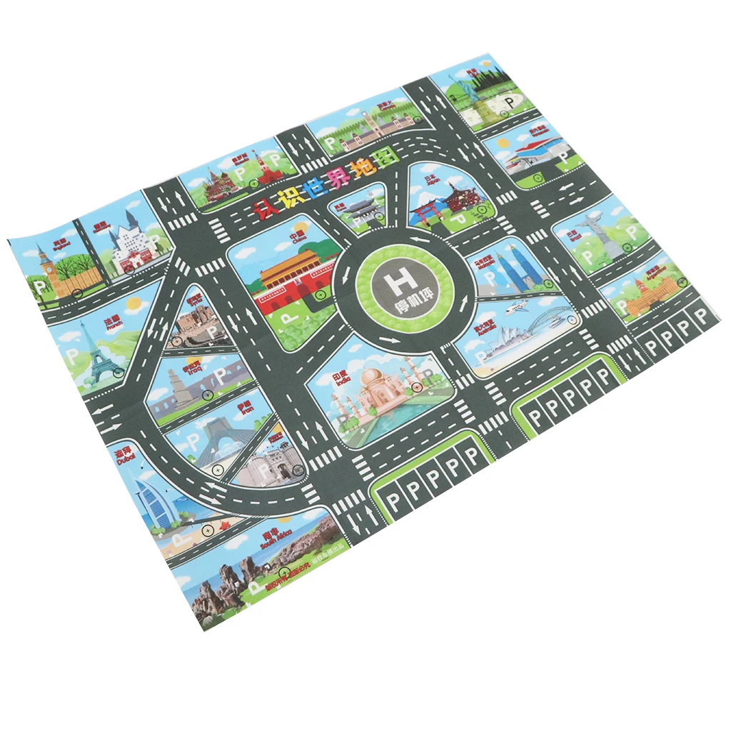 Traffic Road Play Mat Toy Car & Track Game World Map Carpet Rugs Educational Play Mats Set
