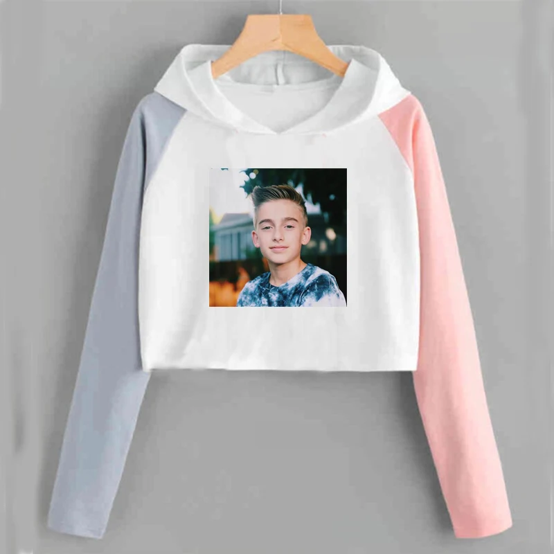 Johnny Orlando укороченный толстовки Толстовка для женщин дамы обувь для девочек розовый укороченный топ демисезонный Harajuku Свободный пуловер - Цвет: 6