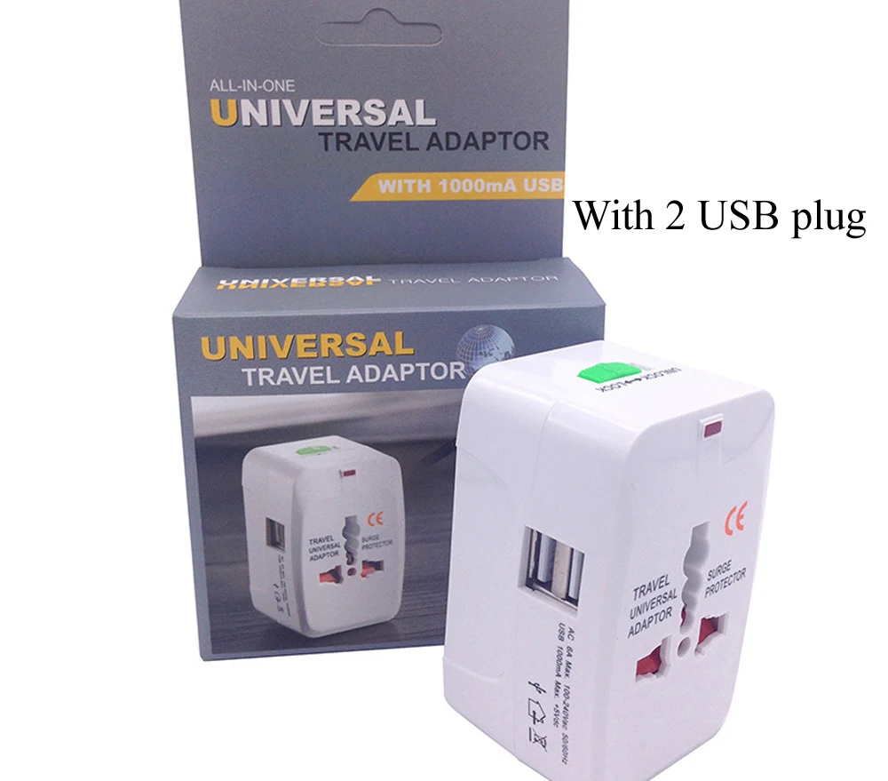 Новый Универсальный переходник с международной вилкой 2 USB порта адаптер питания