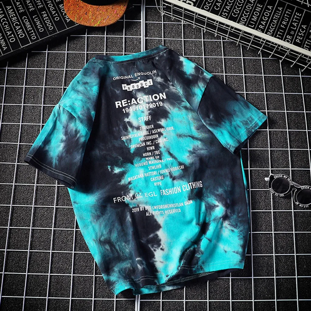 Мужская футболка camisetas, летняя новая стильная модная футболка с коротким рукавом и принтом, мужская верхняя одежда, удобная футболка homme - Цвет: Blue