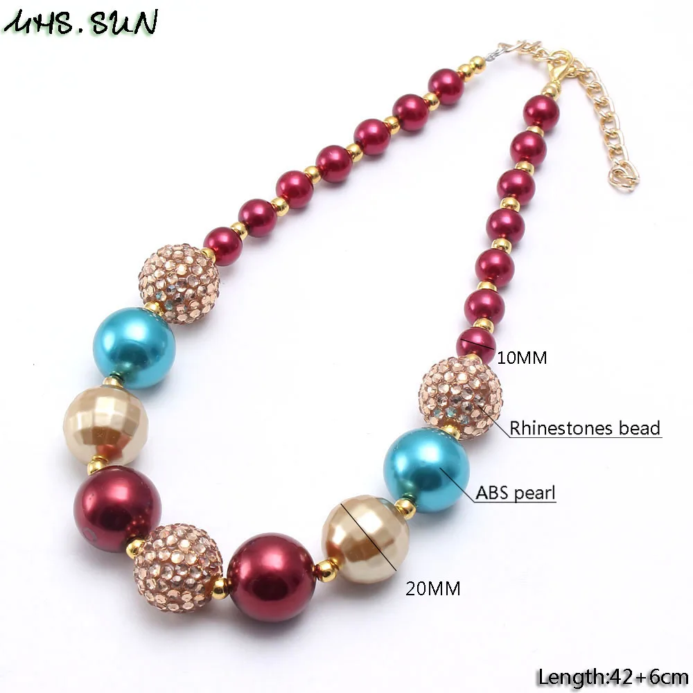 MHS.SUN Baby Kids Fashion Beads Necklace Child Charm Chunky Necklace Jewelry New Chunky Bubblegum Necklace Unisex Design 1Pcs