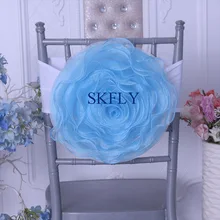 CH091P много цветов ручной работы свадебные украшения Большой органзы Небесно Голубой стул розы с белым повязка из спандекса