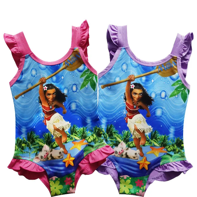 2022 Cartoon Moana Kids Girls Swimsuit Cosplay Jumpsuits Maui Children