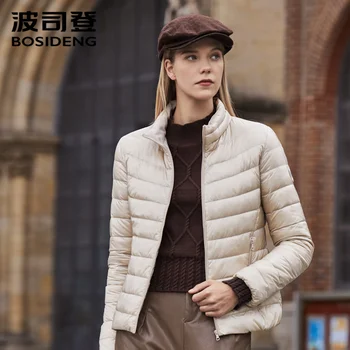 

BOSIDENG 2019 new women down jacket early winter down coat ultra light stand collar warm outwear waterproof B90131010