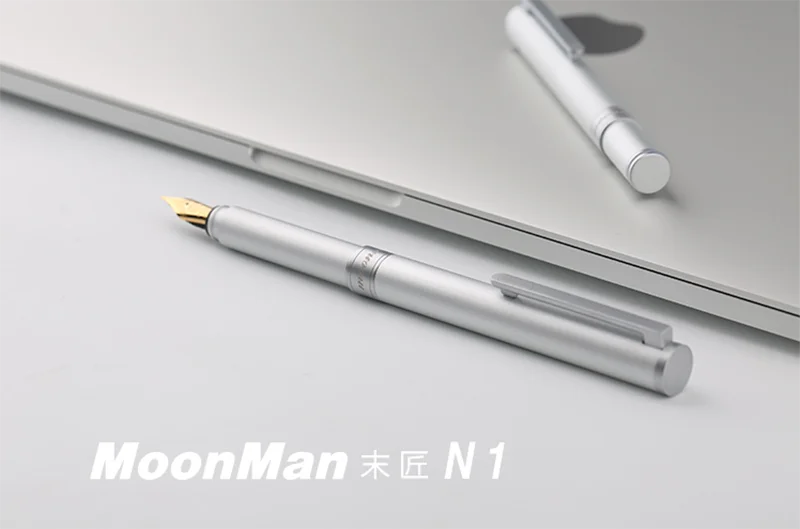 Moonman N1 креативный мини-перьевая ручка из алюминиевого сплава, стали, серебра, карманная короткая ручка, очень тонкая/тонкая 0,38/0,5 мм, модный подарок