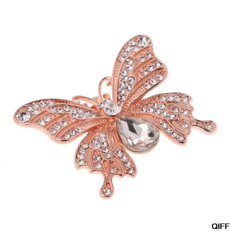 Shoe Clip Butterfly Glitter Rhinestone Luxury Fashion DIY Shoes Wedding High Heel Bridal Shoes Decoration - Цвет: 2SS500680-GD
