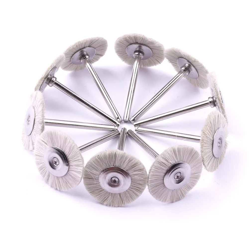 10Pcs 3mm Shank Pure Wool Brush Set T Type Polishing Buffing Brushes