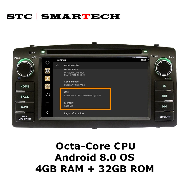 Clearance SMARTECH 2 Din Android 8.0 Car DVD Player GPS navigation Autoradio For Toyota Corolla E120 BYD F3 Octa Core 4GB RAM 32GB ROM 3