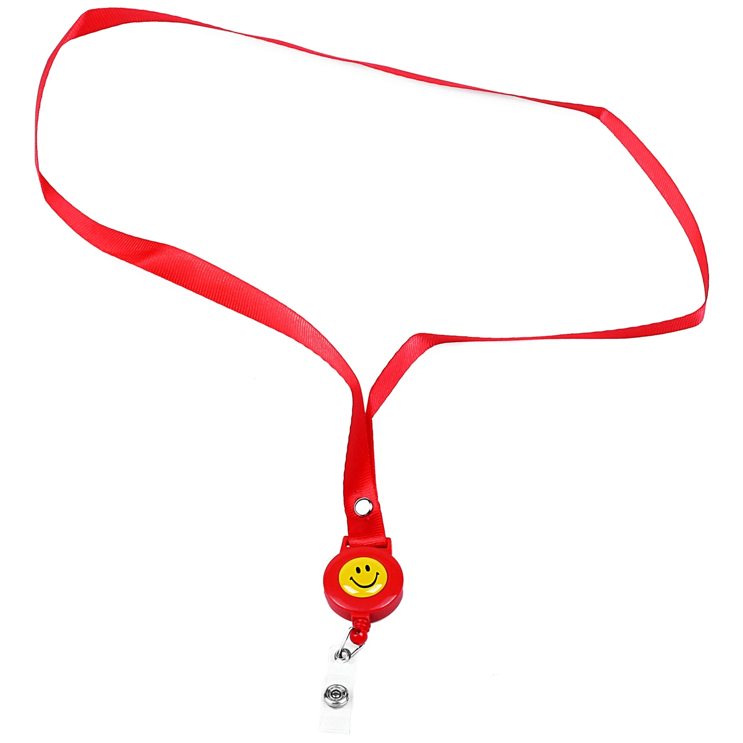 Smiley Face Lanyard значок шаблона держатель шеи ремень Офис идентификация карты, красный цвет-SCLL
