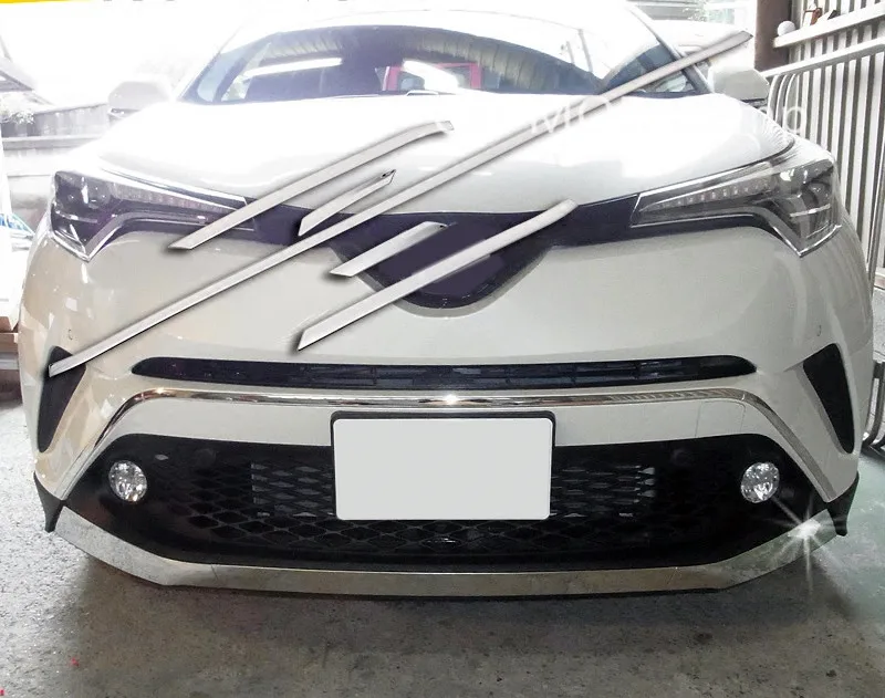 

For Toyota C-HR 2016 2017 Stainless Steel Chrome Front Bumper Upper Cover Decorative Trim 5pcs Car Styling Accessories!