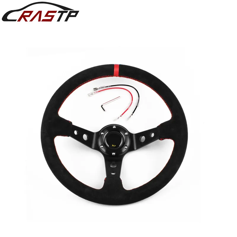 

RASTP-Steering Wheel 14inch 350mm Deep Drifting Steering Wheel/Suede Leather Steering Wheels with Logo RS-STW011