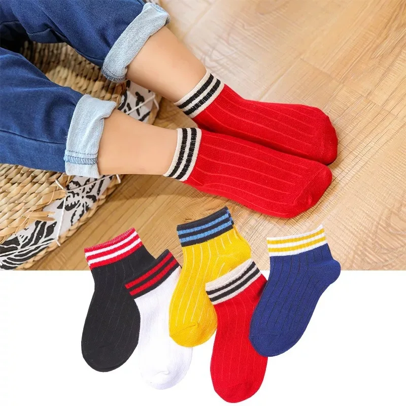 

SET 7155MA new children's socks all cotton two bars children's socks men and women's children's socks spring