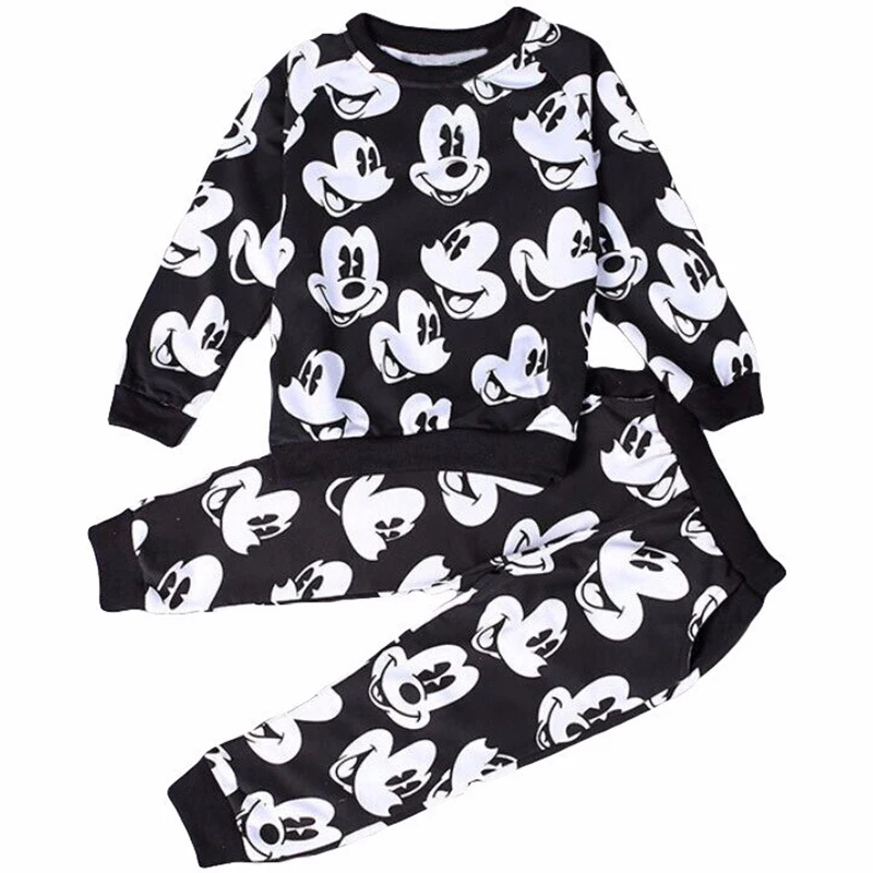 Baby Boys Girks Mickey Minnie Brand Sport Clothing Sets Children Clothes Kids Cartoon Boy Hoodied T Shirt Pants Causal Suits