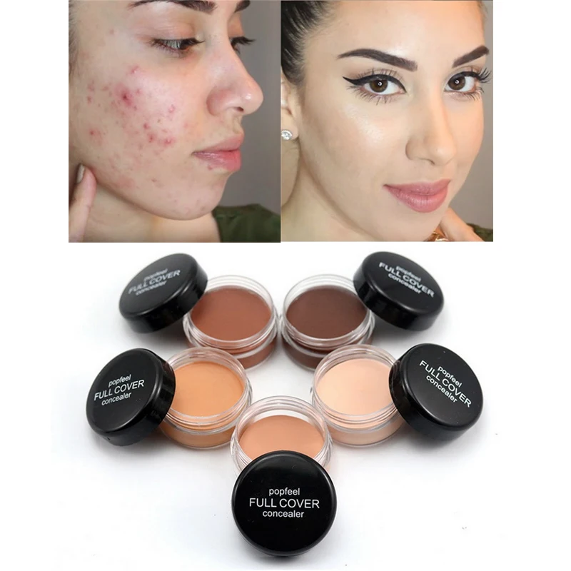 

Popfeel Waterproof 5 Colors Hide Blemish Full Cover Concealer Creamy Make Up Face Lip Eye Foundation Face Concealer Cream Makeup