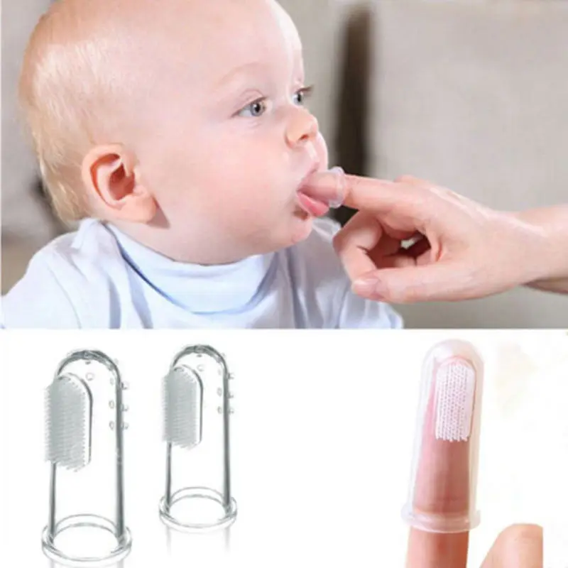 

Infant Finger Toothbrush Teether Organizer Box Baby Silicone Massage Brush Gum Teeth Storage Box freebie