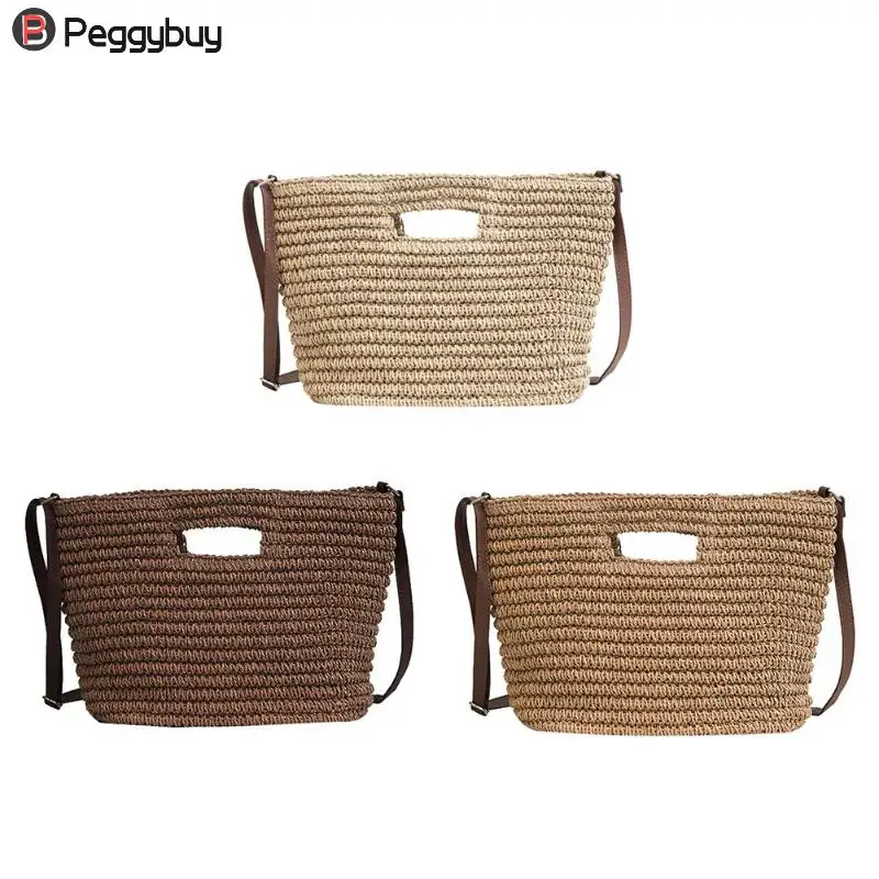 Handmade Straw Women Elegance Messenger Bag Bohemian Style Top Handle