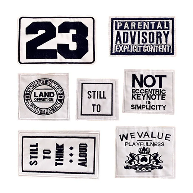 

Letter Black White Letters Fabric Patch Embroidery Iron On Patches For Clothing DIY Decoration Clothes Stickers Applique Badge