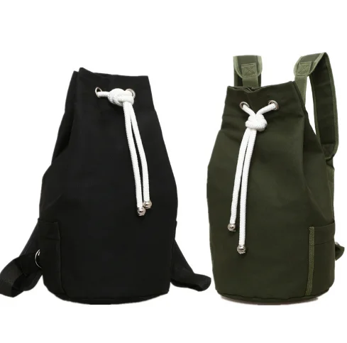 2018 открытый мешок Повседневное Для мужчин холст большой Ёмкость Баррель Рюкзак Армейский зеленый hike шнурок рюкзак Для мужчин Back Pack сумка Q179