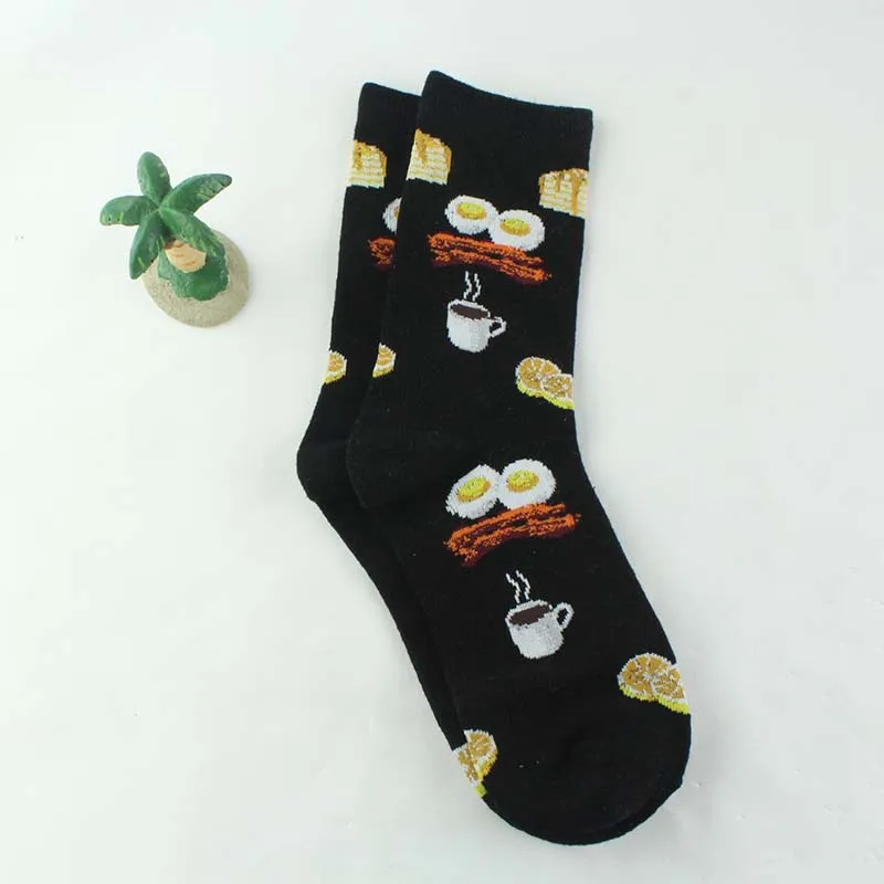 Мужские и wo мужские милые носки с героями мультфильмов, женские забавные носки с беконом, молоком, печеньем, пончиком, ежиком, модные носки для студентов - Цвет: 10