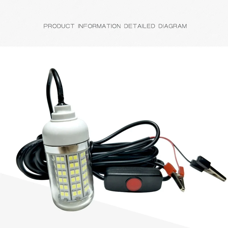 12V 15W Fishing Light LED Green Underwater Submersible Night Fake Fishing Lures Fishing Light Crappie Shad Squid Boat            (8)