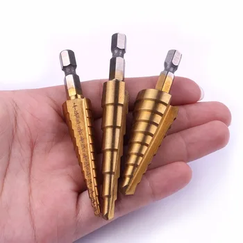 

AU Australia Local Warehouse 3Pcs Hss Titanizing Step Drill Bits 6Step 9Step 13Step 1/4" Hex Shank Drill Step Cone Cutting Tools