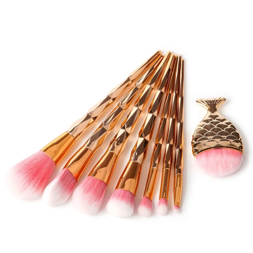 

Mermaid Brush Set Diamond Makeup Brushes Rose Gold Eyebrow Foundation Eyeshadow Blush Unicorn Make Up Blending Brushes Cosmetic