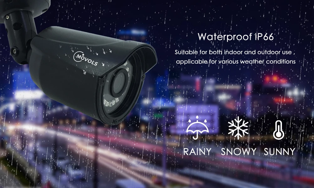 Sistema de Câmera Livre à Prova de Intempéries Vídeo em Casa 1080p ao ar Movols Cctv Pces Câmera Segurança Dvr Kit Dia - Noite Sistema Vigilância 8ch 4 Mod. 90037 7 pces 1080p ao ar livre à prova