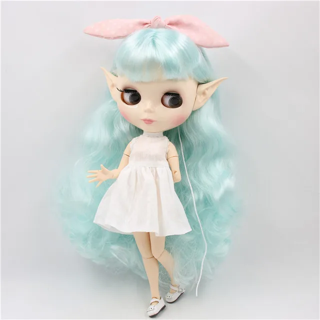 Ледяная фабрика blyth кукла 1/6 bjd белая кожа соединение тела бледно-голубые волосы 30 см BL6909 - Цвет: combination ears