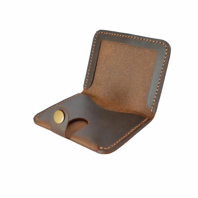 Genuine Leather Business Card Holder Slim Vintage Wallet For Credit
