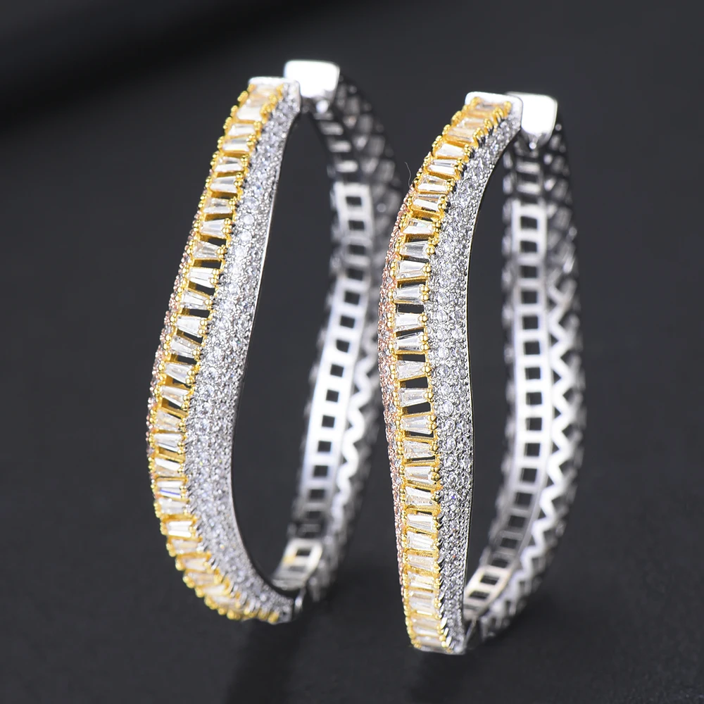 

GODKI 46mm Luxury Geometry AAA Cubic Zircon Big Statement Hoop Earrings For Women Wedding DUBAI Bridal Circle Hoop Earrings 2019