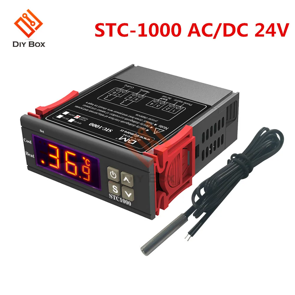 STC-1000 3000 3008 двойной светодиодный цифровой термостат регулятор температуры DC 12 В 24 В AC 110 В 220 в регулятор нагрева и охлаждения - Цвет: STC-1000 AC DC 24V