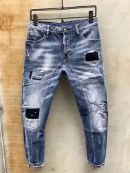 Н. Ф. JACK 2019 модные мужские джинсы модные Рваные джинсы Стильные моторный Байкер Slim Fit Denim Винтаж джинсы с ширинкой на молнии для мужчин