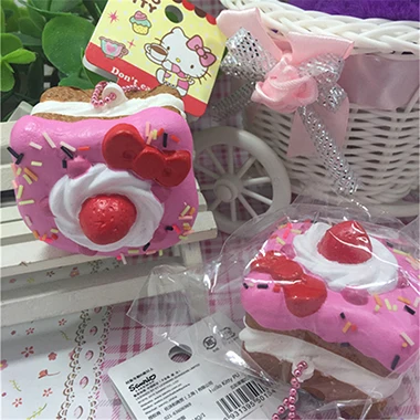 1 шт. оригинальная посылка, редкий мягкий сладкий торт, мягкий телефон, очаровательные розовые игрушки для еды, снятие стресса, ремешок для игрушки, Squishies - Цвет: pink and coffee