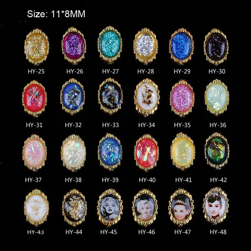 

10pcs/lot, Alloy Acrylic Oval Shapes Nail Art 3d Flat Back Rhinestones Elegant Girls Diamonds Glitters Tips Decorations