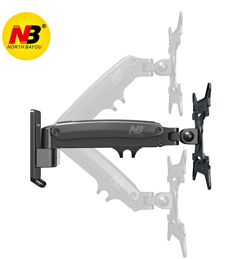 Suporte de Montagem na Parede Novo Alumínio Movimento Completo 27-45 Polegada tv Gás Mola Braço Carga 3-13kgs Max. Vesa 200x200mm 2020 nb F425 Mod. 1469835 - Image 2