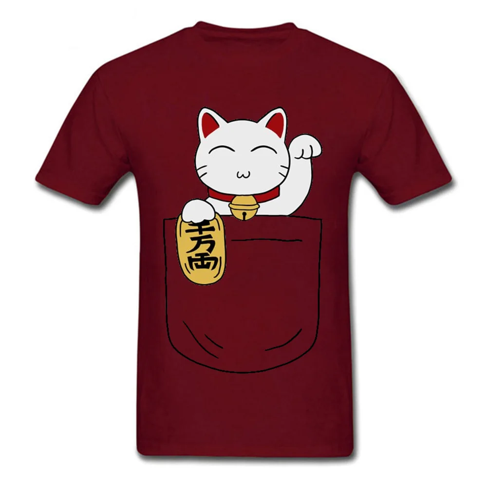 Design3D Printed Short Sleeve Tops Shirt Fall 2018 Discount O Neck Cotton Fabric T Shirt Men's T Shirts Maneki-Neko-Pocket  Maneki-Neko-Pocket maroon