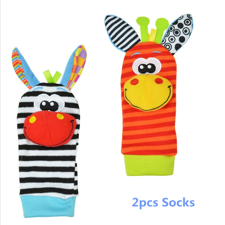 Детские носки для малышей погремушки, игрушки, погремушки на запястье и носочки для ног от 0 до 24 месяцев, игрушки-колокольчики для малышей, подарки на день рождения - Цвет: 2pcs kid socks0