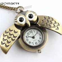 Уникальный античный Мода сплава яркая Сова карманные часы Подвеска-ожерелье P27