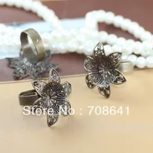 Кольца без надписей настройки с 25 мм винтажная кружевная накладка цветок основы Регулируемые кольца результаты DIY сделать многоцветное покрытие