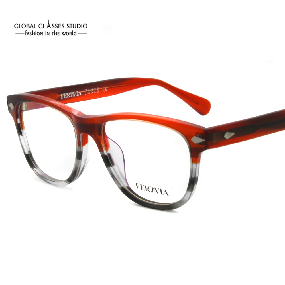 

Lady Women Men Brand Designer Acetate Glasses Frame Big Rim Handmade Acetate Prescription Eyeglasses Blue Red Color Eyewear 618G