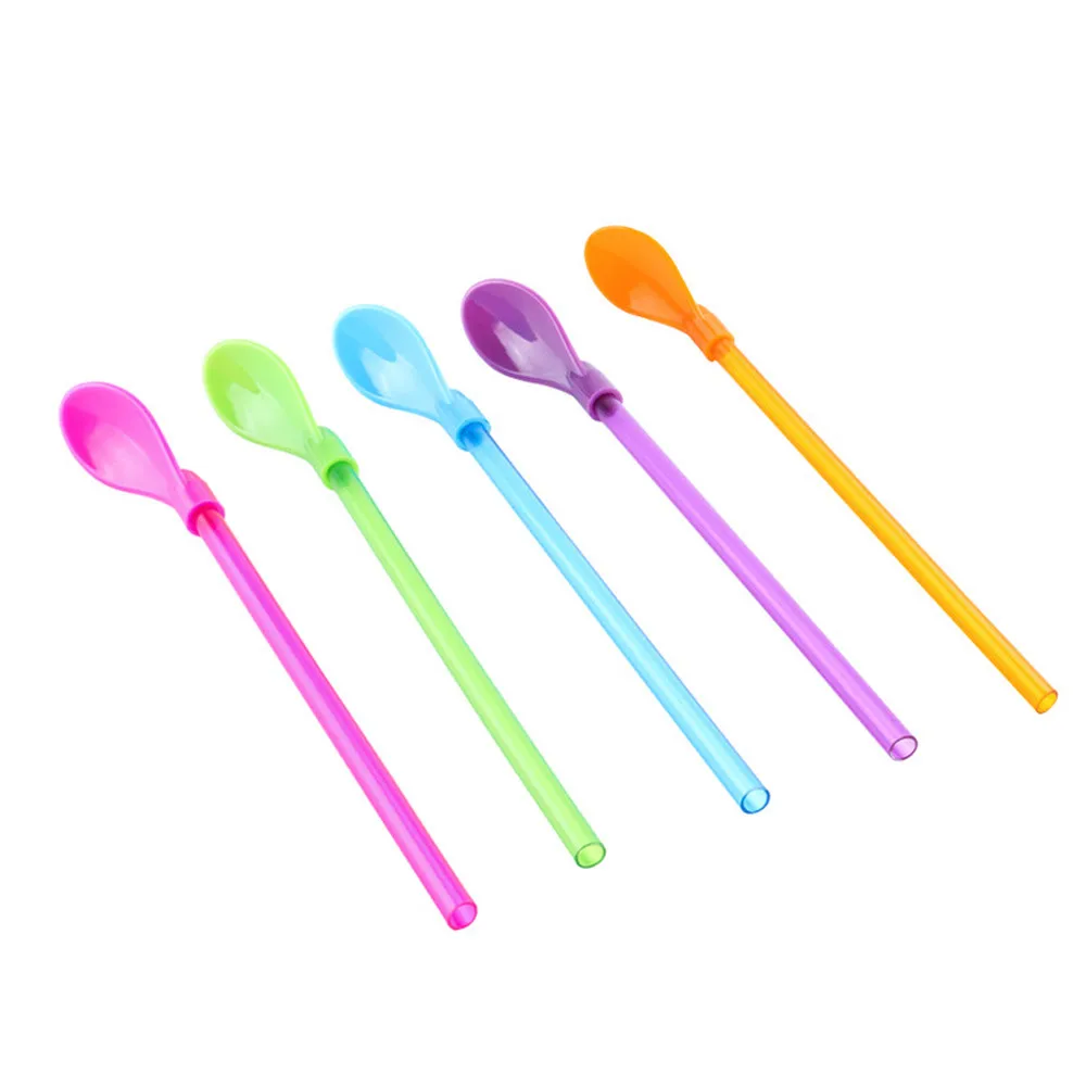 

ISHOWTIENDA Hot New Bar Drinking Straw 1pc Party Plastic Spoon Drinking Straw Smoothies Colored Straws Party Valentine Bar Tool