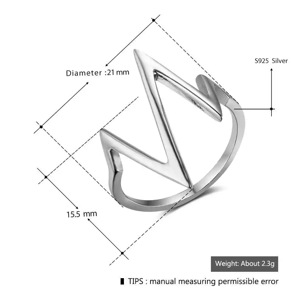 New 925 Sterling Sliver Rings for Women Unique Design Lightning Heartbeat Shape Romantic Style Gift to Girls JewelOra RI102766