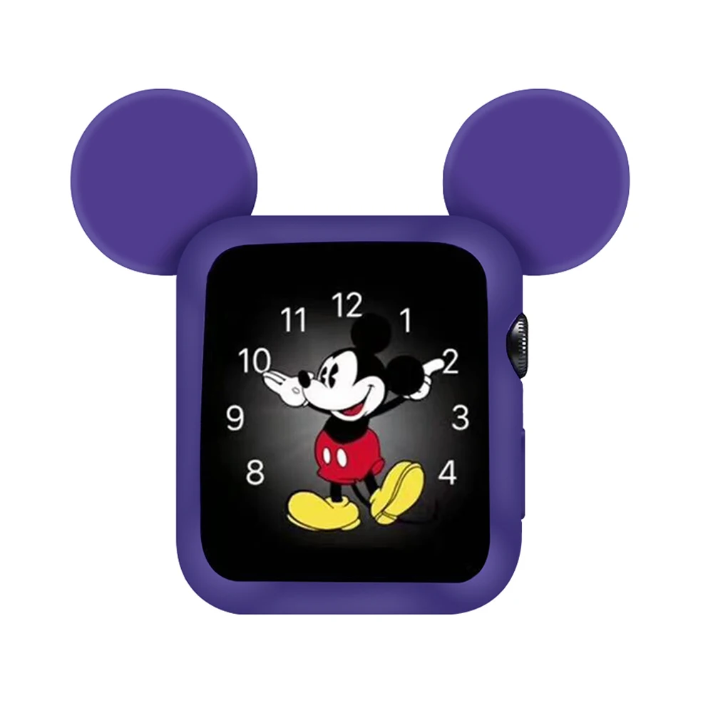 Мягкий силиконовый замена Cove бампер для наручных часов Apple Watch 4 44/40 мм Минни Маус, милая Минни Защитный чехол для наручных часов iWatch 3/2/1, 38, 42 мм, версия - Цвет ремешка: Purple