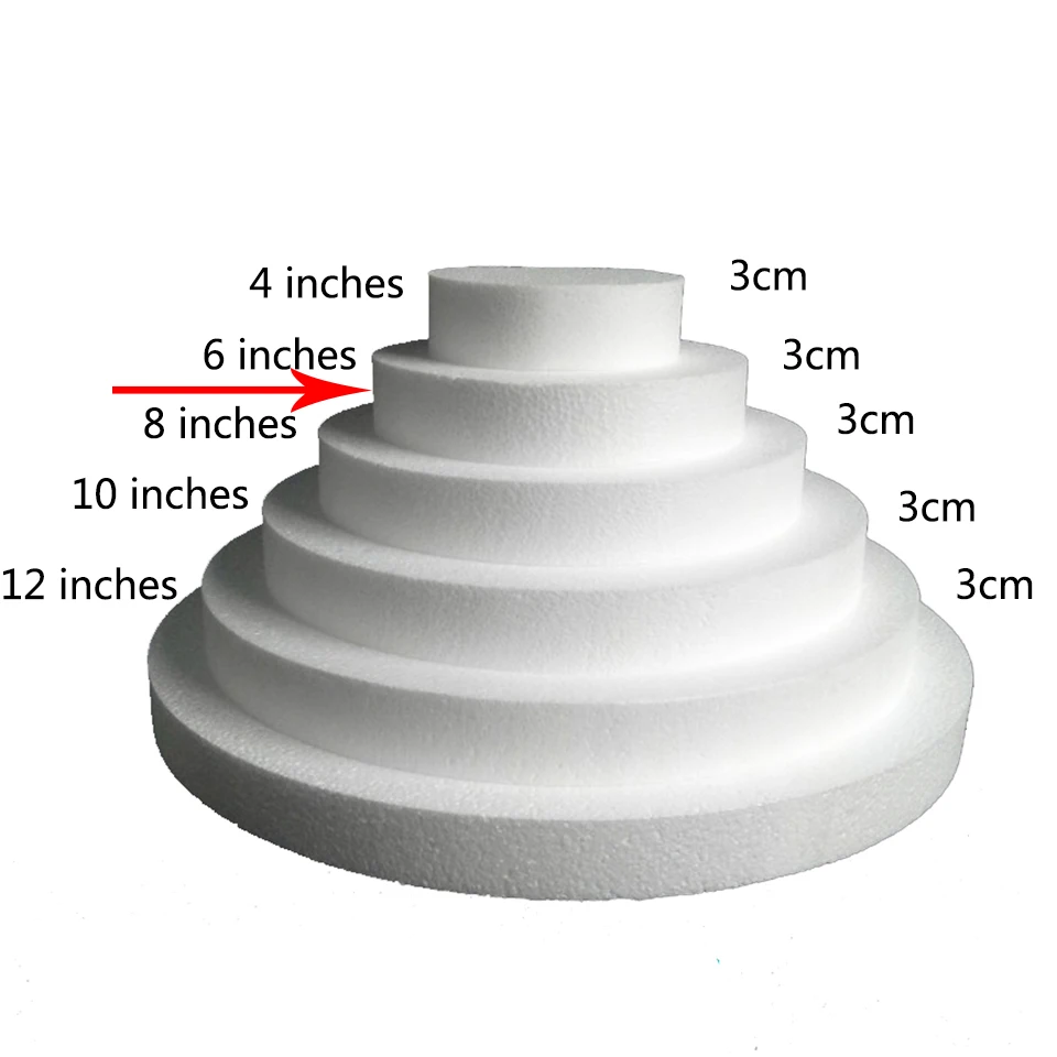 Transhome поднос для торта 4-12 дюймов сверхжесткий Высокоплотный пенопластовый поднос для торта цилиндрический поднос для торта с помадкой Прямая поставка - Цвет: 1 piece of 6 inch
